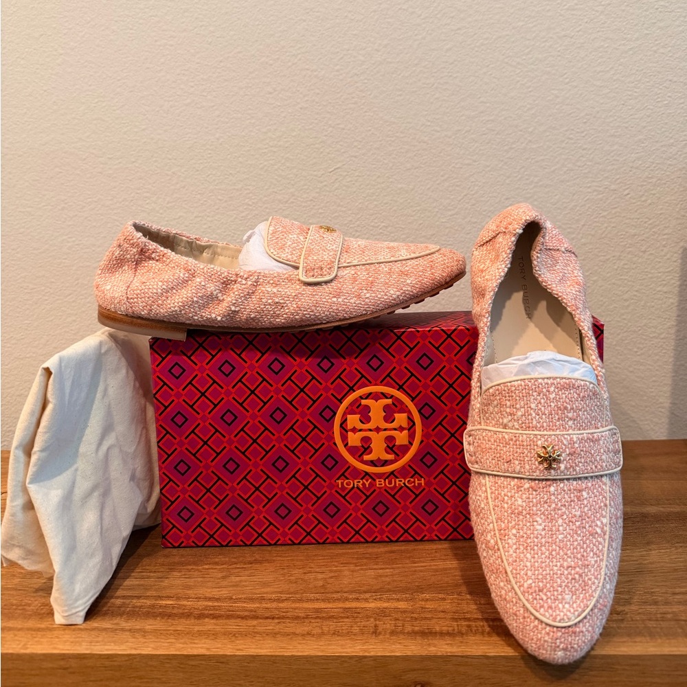 Tory Burch Textured ballet Pink Loafers - women size 8 - Picture 4 of 5